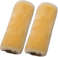 🚘 set of 2 genuine australia merino wool natural fur auto car seat belt pads for adults - soft texture shoulder neck cushion pad protector (gold) логотип