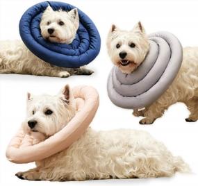 img 4 attached to Water-Resistant Soft UFO Pet Recovery Collar For Small And Medium Dogs And Cats After Surgery - Safe Alternative Cone With Adjustable Neck Donut In Navy (Small)