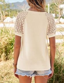 img 2 attached to MEROKEETY Women'S Loose Casual Waffle Tee Blouse With Short Sleeve Lace V Neck For Summer