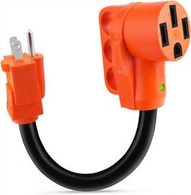 img 4 attached to 50 Amp To 110 Volt RV Generator Adapter - SnowyFox 13 Inch Cord W/ LED Indicator & Grip Handle, ETL Listed