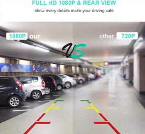 img 1 attached to J Junsun 10-дюймовый зеркальный видеорегистратор с передним и задним 1080P, широким углом обзора 170 ° + резервной камерой, парковочным монитором G-Sensor и ночным видением