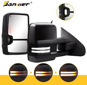 img 4 attached to 🚗 Enhance Safety and Style with Sanooer Towing Mirrors for 2014-2018 Chevy Silverado GMC Sierra Suburban Tahoe – Power Glass, Heated Pair, Painted Black, Dynamic Turn Light Compatible