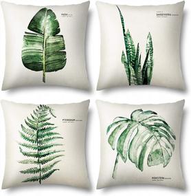 img 4 attached to QUXIANG Set Of 4 Fall Throw Pillow Covers Decorative Linen Pillow Case 18 X 18 Inches