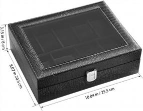 img 2 attached to 9-Compartment Black/Black Faux Leather Watch Box Organizer With Soft Flocking Lining - Perfect For Men And Women!