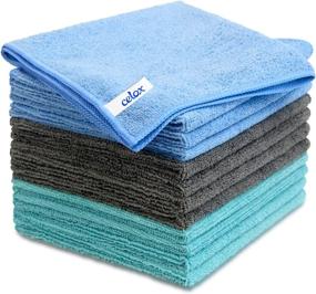 img 4 attached to 🧺 CELOX 12 Pack Large Cleaning Rags, 13.7"x13.7" Fade-Free Lint-Free Streak-Free Microfiber Towels for House Cleaning, Highly Absorbent Cloth for Cars, Dishes, Tables, and Windows