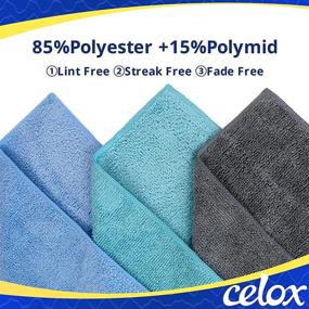 img 2 attached to 🧺 CELOX 12 Pack Large Cleaning Rags, 13.7"x13.7" Fade-Free Lint-Free Streak-Free Microfiber Towels for House Cleaning, Highly Absorbent Cloth for Cars, Dishes, Tables, and Windows