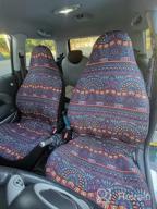 img 1 attached to Multi-Color Baja Stripe Woven Car Seat Covers With 4-Piece Universal Fit And Seat Belt Pad - Ideal For Car, SUV, And Truck Protection By Copap review by Brian Faxon