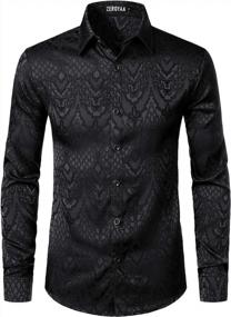 img 4 attached to 👕 ZEROYAA Men's Hipster Sleeve Jacquard ZLCL32 Brown Shirts