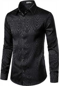 img 3 attached to 👕 ZEROYAA Men's Hipster Sleeve Jacquard ZLCL32 Brown Shirts