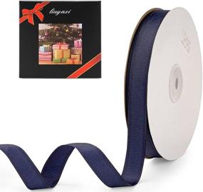 img 1 attached to Versatile Solid Navy Blue Grosgrain Ribbon - Ideal For Crafts, Weddings & Packaging - LIUYAXI 5/8" X 50 Yards