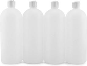 img 4 attached to 🍼 Convenient 32-Ounce Flip Top Plastic Squeeze Bottles (4-Pack) for Various Applications; Natural Color, Spout Style Tops