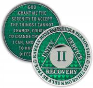 green 2-year sobriety aa chip: triplate recovery anniversary token for legacy celebrations logo