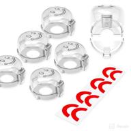 🔒 acm adhesive stove knob covers (5 pack) - child proof clear view safety gas knob covers with 1.26-inch diameter inner ring logo