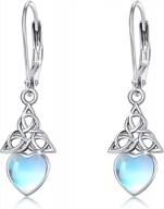 sterling silver celtic moonstone dangle earrings with leverback clasp - elegant jewelry gift for women and girls logo