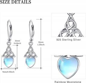 img 3 attached to Sterling Silver Celtic Moonstone Dangle Earrings With Leverback Clasp - Elegant Jewelry Gift For Women And Girls
