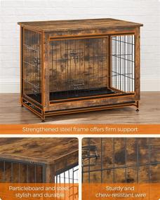 img 2 attached to 🐶 FEANDREA Rustic Brown Dog Crate Furniture, Side End Table for Dogs Indoor up to 45 lb, Heavy-Duty Double-Door Dog Cage with Multi-Purpose Removable Tray, Modern Kennel, UPFC002X01
