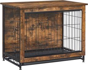 img 4 attached to 🐶 FEANDREA Rustic Brown Dog Crate Furniture, Side End Table for Dogs Indoor up to 45 lb, Heavy-Duty Double-Door Dog Cage with Multi-Purpose Removable Tray, Modern Kennel, UPFC002X01