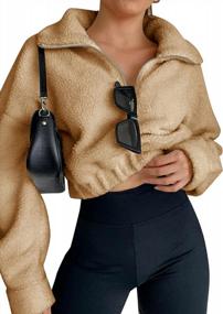 img 3 attached to Women'S Faux Fur Half Zip Long Sleeve Crop Sweatshirt Tops By ZAFUL