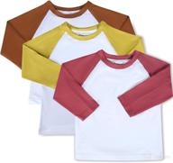 👕 agibaby 3-pack, long sleeve raglan baseball and pocket t shirts for toddler &amp; baby boys &amp; girls, made of cotton логотип