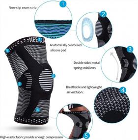 img 2 attached to NEENCA Professional Knee Brace, Compression Knee Sleeve With Patella Gel Pad & Side Stabilizers, Knee Support Bandage For Pain Relief, Medical Knee Pad For Running, Workout, Arthritis, Joint Recovery