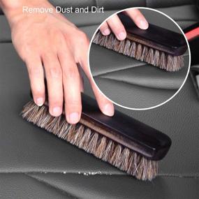 img 2 attached to 🧽 Premium 3PCS Leather Cleaning Brushes Kit for Auto Car Interior, Furniture, and Home Upholstery – Horsehair, Scrub and Boar Hair Detailing Brushes Included