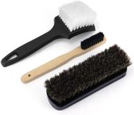 🧽 premium 3pcs leather cleaning brushes kit for auto car interior, furniture, and home upholstery – horsehair, scrub and boar hair detailing brushes included логотип