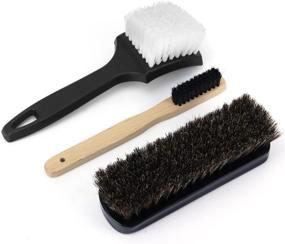 img 4 attached to 🧽 Premium 3PCS Leather Cleaning Brushes Kit for Auto Car Interior, Furniture, and Home Upholstery – Horsehair, Scrub and Boar Hair Detailing Brushes Included