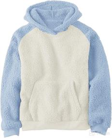 img 3 attached to 🧥 Warm and Cozy Kids Sherpa Hoodie: Toddler Boys Girls Fleece Contrast Color Pullover Sweatshirt for Outdoor Adventures