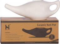 premium handcrafted ceramic neti pot - 225 ml. white color nose cleaner for sinus relief, dishwasher safe логотип