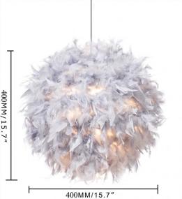 img 2 attached to Grey Feather Lamp Shade - Ideal For Ceiling Pendant, Table Or Floor Lamps In Living Rooms, Bedrooms, Weddings & Parties - Measures 15.7 Inches In Diameter By Waneway