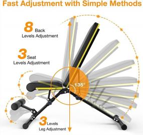 img 2 attached to Doufit WB-05 Adjustable Weight Bench For Home Gym, 800 Lbs Foldable Workout Bench Press With Resistance Bands For Weight Lifting Fitness Exercise