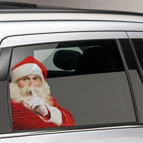 img 2 attached to 🎅 YIXIN 2-Pack Christmas Car Rear Window Sticker Santa Claus Funny Car Decal PVC Self-Adhesive Car Decoration (11.8 x 11.8 inches)