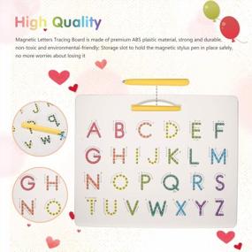 img 1 attached to Magnetic Letter Board For Kids - Learn To Trace, Write And Draw With A To Z And A To Z Alphabet Educational Toy. 2-In-1 Reversible Board With Stylus Pen. Ideal Gift For Preschoolers And Toddlers.