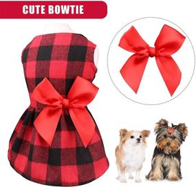 img 1 attached to 🎀 Cute Bowtie Buffalo Plaid Dog Dress - Soft Cotton Christmas Outfit for Small Dogs & Cats - Stylish Dog Costume & Pet Apparel