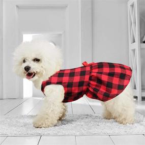 img 3 attached to 🎀 Cute Bowtie Buffalo Plaid Dog Dress - Soft Cotton Christmas Outfit for Small Dogs & Cats - Stylish Dog Costume & Pet Apparel