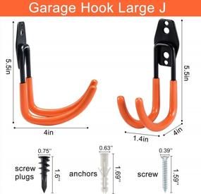 img 3 attached to AOBEN Heavy-Duty Garage Hooks - Steel Utility Tool Hangers With Combinable Wall Mount For Organizing Ladders, Bikes, Hoses, And More (Large J, 6-Pack)