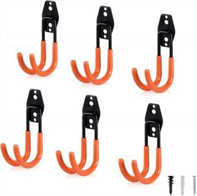 img 4 attached to AOBEN Heavy-Duty Garage Hooks - Steel Utility Tool Hangers With Combinable Wall Mount For Organizing Ladders, Bikes, Hoses, And More (Large J, 6-Pack)