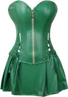 make a bold statement with green faux leather corset bustier and mini skirt set for women (size 3xl) logo