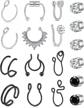 non piercing fake septum nose ring hoop clip on spring faux jewelry earrings logo