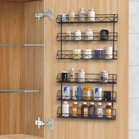 img 1 attached to Bextsrack 3-Tier Spice Rack Organizer For Cabinet, 2 Pack Wall Mount Seasoning Jars Shelf Storage Organizer For Kitchen Pantry Door, Black
