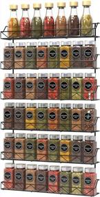 img 4 attached to Bextsrack 3-Tier Spice Rack Organizer For Cabinet, 2 Pack Wall Mount Seasoning Jars Shelf Storage Organizer For Kitchen Pantry Door, Black
