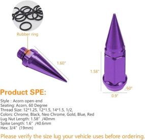 img 2 attached to 🔩 Universal Extended Spike Lug Nut Set - 24 Pieces M12x1.25 Thread Size, Conical Seat Hex 3/4 inch, Purple Color