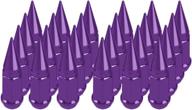 🔩 universal extended spike lug nut set - 24 pieces m12x1.25 thread size, conical seat hex 3/4 inch, purple color логотип