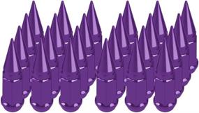 img 3 attached to 🔩 Universal Extended Spike Lug Nut Set - 24 Pieces M12x1.25 Thread Size, Conical Seat Hex 3/4 inch, Purple Color