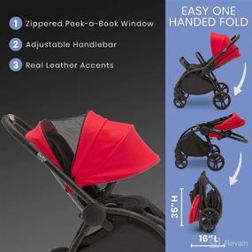img 2 attached to Revolve Reversible Stroller by Delta Children: Red with Leather Handlebar; Easy One-Hand Fold; Lightweight, Shock-Absorbing Frame, Reclining Seat, Adjustable Footrest