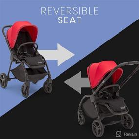 img 3 attached to Revolve Reversible Stroller by Delta Children: Red with Leather Handlebar; Easy One-Hand Fold; Lightweight, Shock-Absorbing Frame, Reclining Seat, Adjustable Footrest