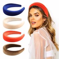 makone velvet headbands for women thick headband vintage wide hairband with pearl elastic hair hoops fashion hair accessories for valentine gfit logo