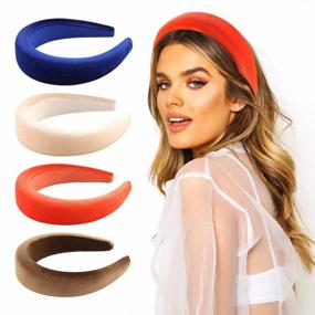 img 4 attached to Makone Velvet Headbands For Women Thick Headband Vintage Wide Hairband With Pearl Elastic Hair Hoops Fashion Hair Accessories For Valentine Gfit