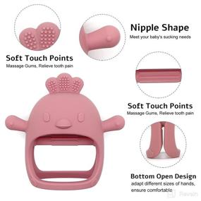 img 2 attached to Chick Shape Baby Teething Toys: Hand Wrist Teether for Soothing Pain Relief, Easy to Grip - Dark Pink