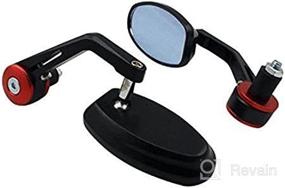 img 3 attached to 🏍️ E-Bro 2PCS 7/8" Aluminum Rear View Mirrors Handle Bar End Oval for Motorcycle - Black and Red